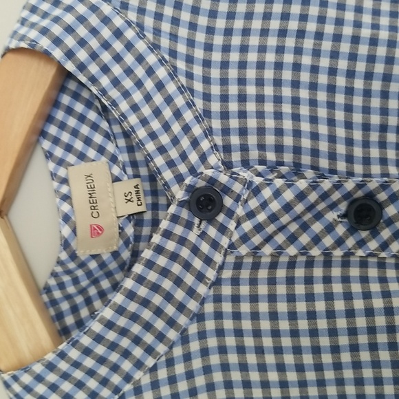 Blue/white Plaid twisted front shirt - Picture 2 of 7